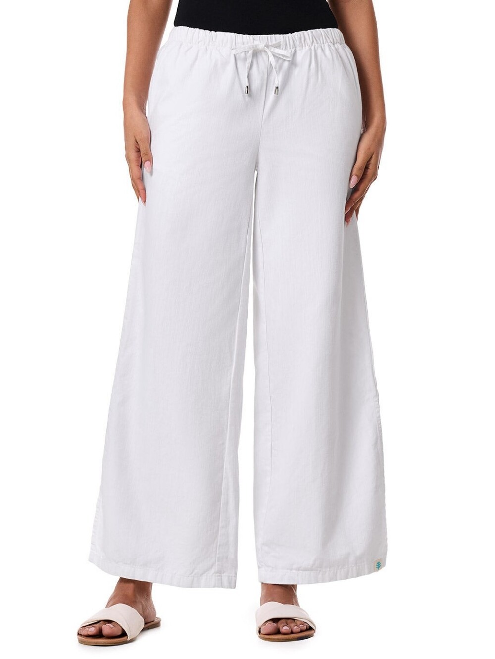 NWOT Coolibar Women's Enclave Wide Leg Pants White Chambray Size Medium